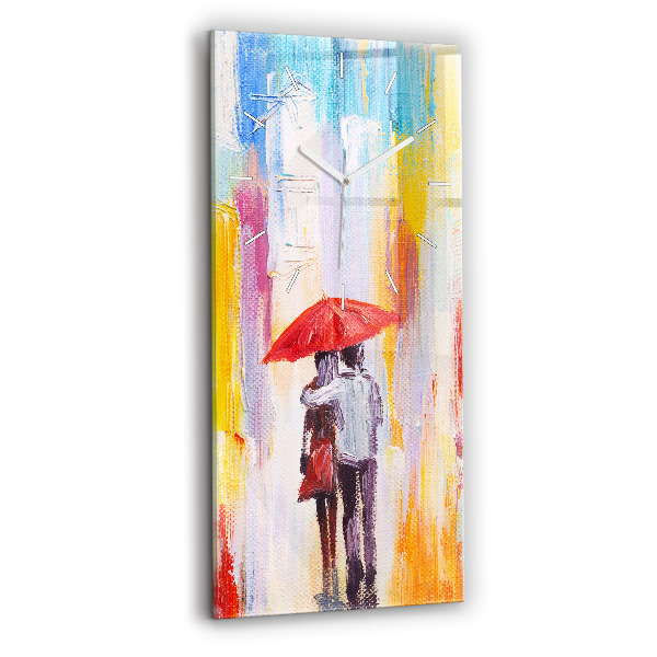 Reloj de cristal vertical Pareja bajo la lluvia - espejomat.es
