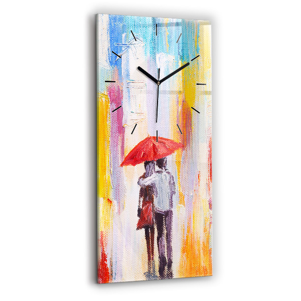 Reloj de cristal vertical Pareja bajo la lluvia - espejomat.es