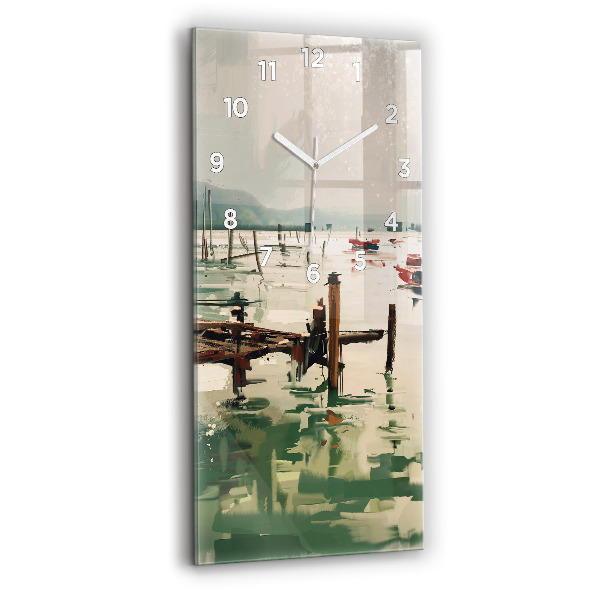 Reloj vertical Barcos de pesca en el puerto - espejomat.es