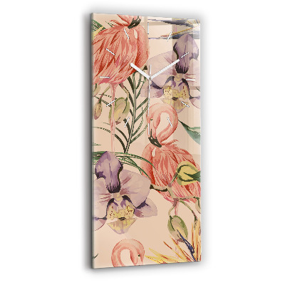 Reloj de vidrio vertical Hojas de palmera tropical - espejomat.es