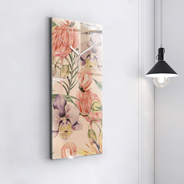 Reloj de vidrio vertical Hojas de palmera tropical - espejomat.es