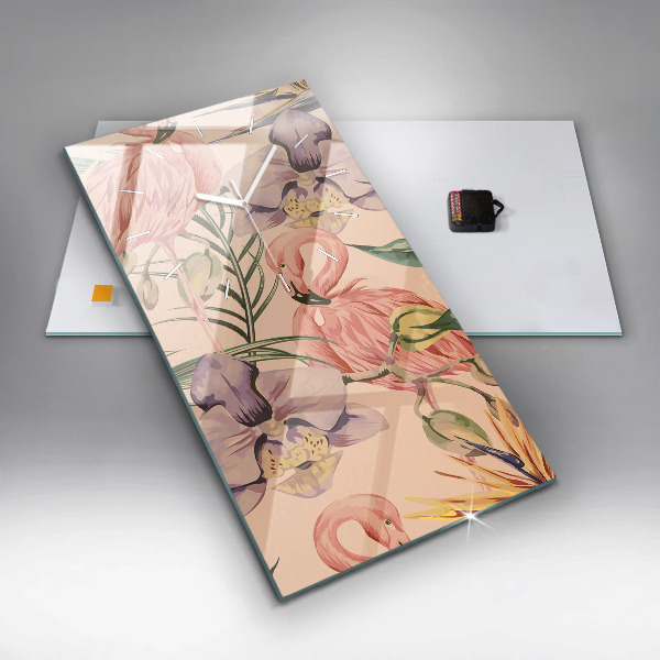 Reloj de vidrio vertical Hojas de palmera tropical - espejomat.es