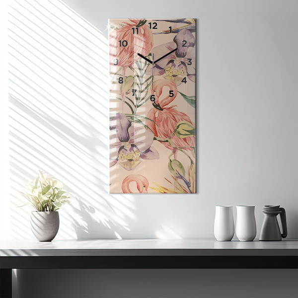 Reloj de vidrio vertical Hojas de palmera tropical - espejomat.es