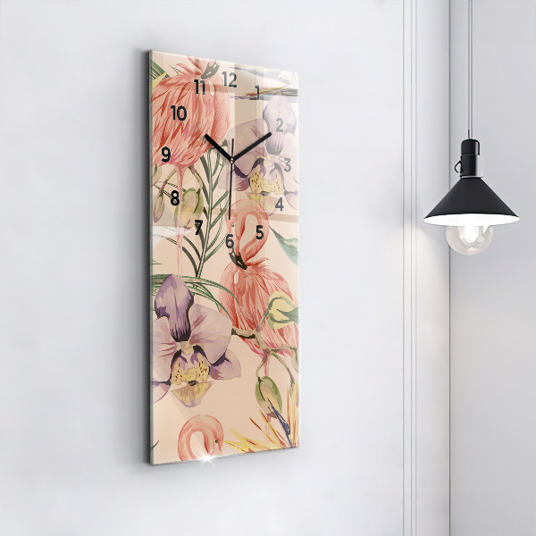 Reloj de vidrio vertical Hojas de palmera tropical - espejomat.es