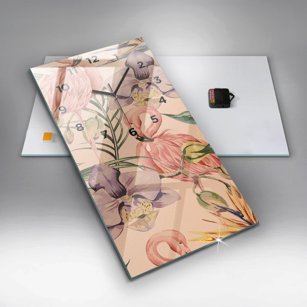 Reloj de vidrio vertical Hojas de palmera tropical - espejomat.es