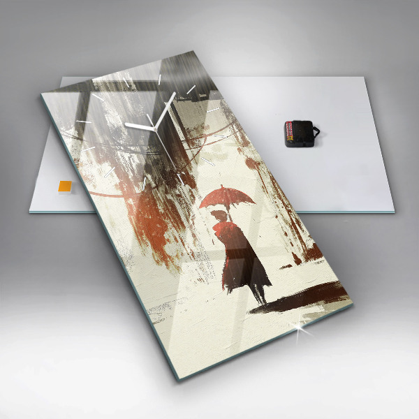 Reloj vertical Mujer en una noche lluviosa - espejomat.es