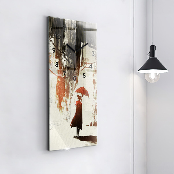 Reloj vertical Mujer en una noche lluviosa - espejomat.es