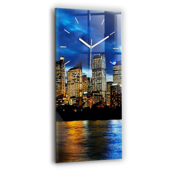 Reloj de vidrio vertical Sydney al atardecer - espejomat.es