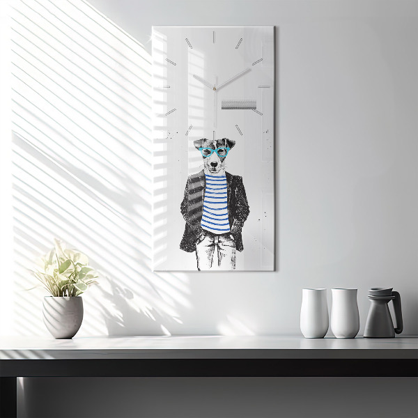 Reloj de cristal vertical Perro en cuerpo humano - espejomat.es