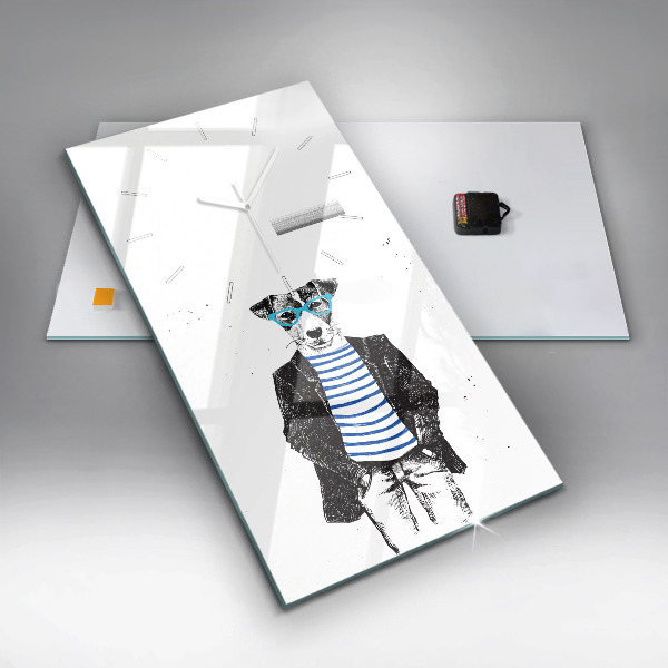 Reloj de cristal vertical Perro en cuerpo humano - espejomat.es