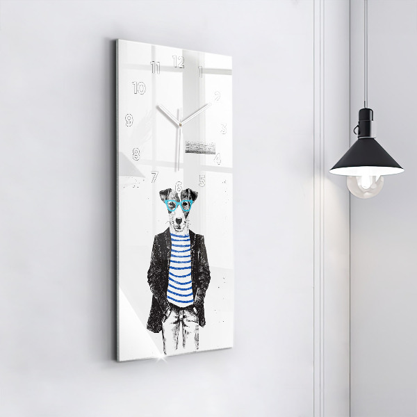 Reloj de cristal vertical Perro en cuerpo humano - espejomat.es