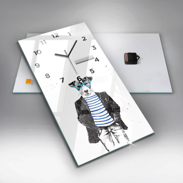 Reloj de cristal vertical Perro en cuerpo humano - espejomat.es