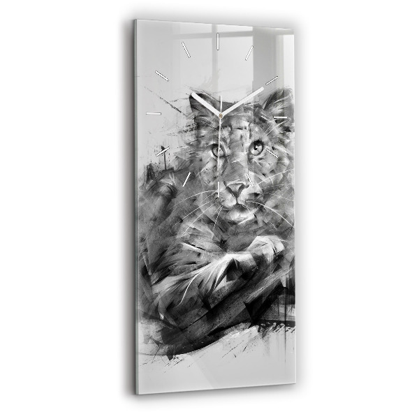 Reloj de cristal vertical León pintado - espejomat.es