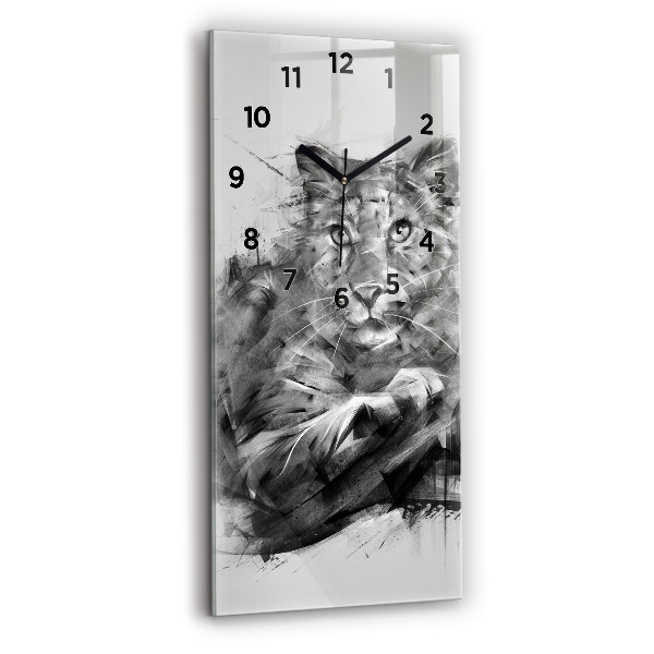 Reloj de cristal vertical León pintado - espejomat.es