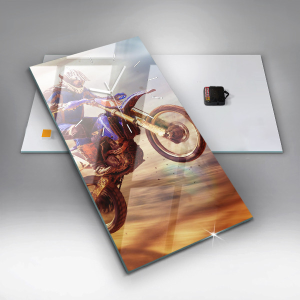 Reloj de vidrio vertical Enduro motocross - espejomat.es