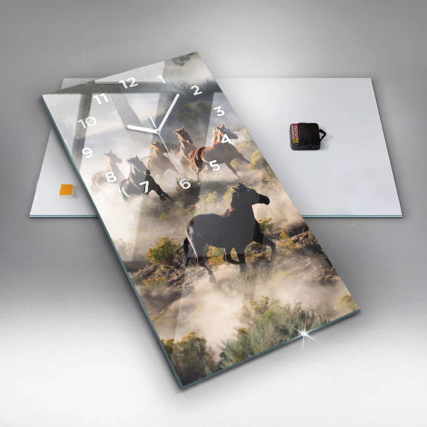 Reloj vertical Manada de caballos a toda velocidad - espejomat.es