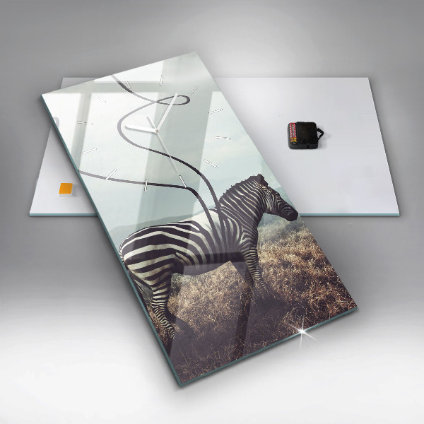 Reloj de vidrio vertical Cebra - Abstracción - espejomat.es