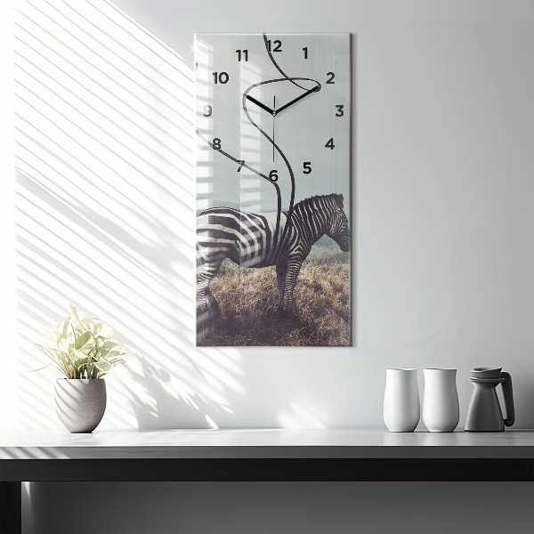 Reloj de vidrio vertical Cebra - Abstracción - espejomat.es