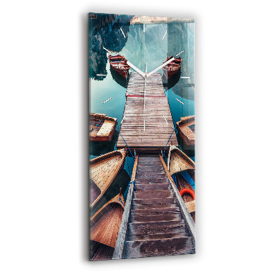 Reloj de vidrio vertical Plataforma y lago - espejomat.es