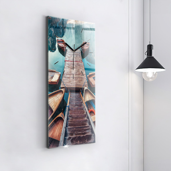 Reloj de vidrio vertical Plataforma y lago - espejomat.es