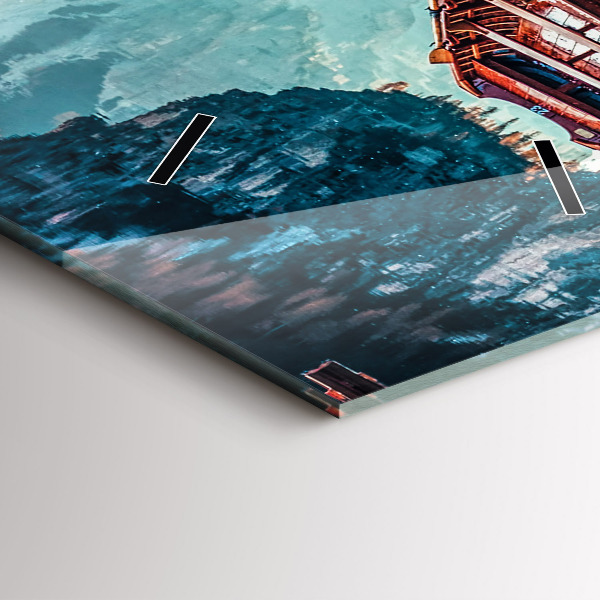 Reloj de vidrio vertical Plataforma y lago - espejomat.es