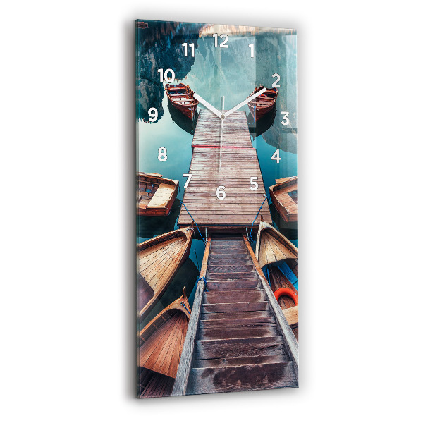 Reloj de vidrio vertical Plataforma y lago - espejomat.es