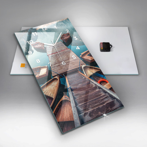 Reloj de vidrio vertical Plataforma y lago - espejomat.es