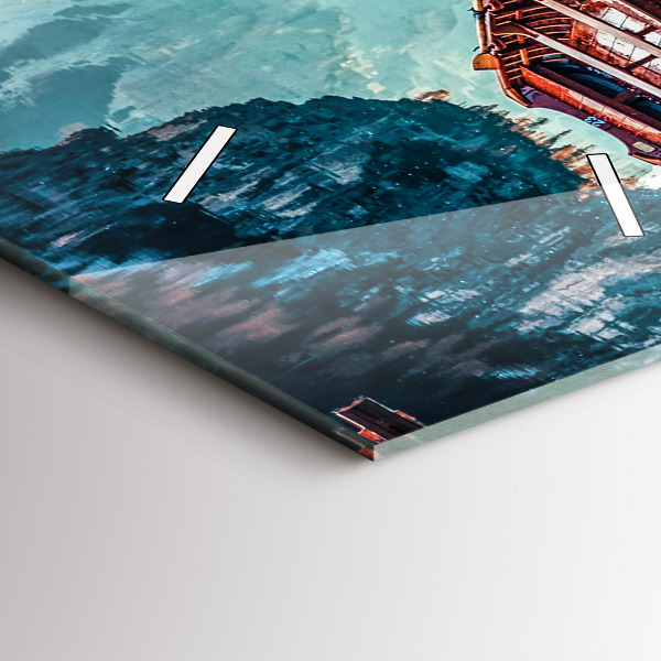 Reloj de vidrio vertical Plataforma y lago - espejomat.es