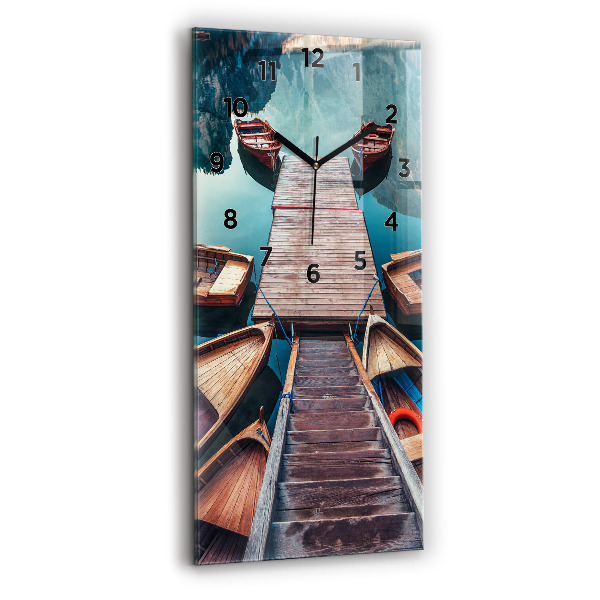 Reloj de vidrio vertical Plataforma y lago - espejomat.es