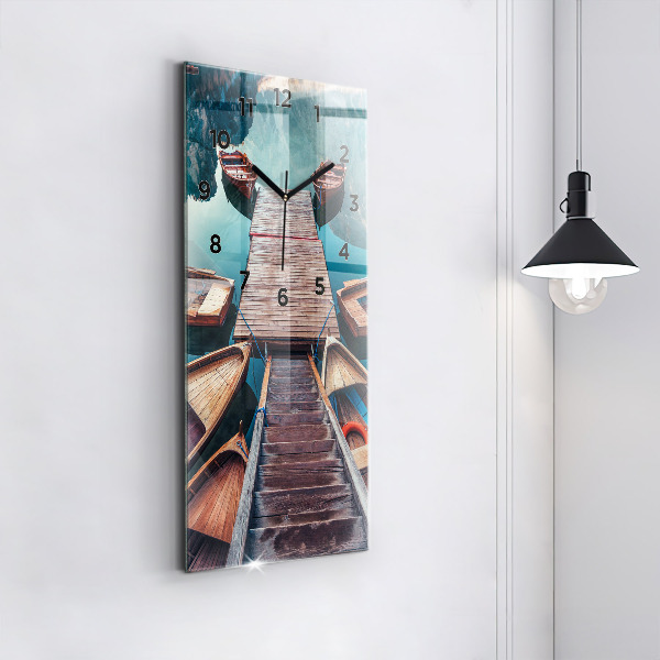 Reloj de vidrio vertical Plataforma y lago - espejomat.es