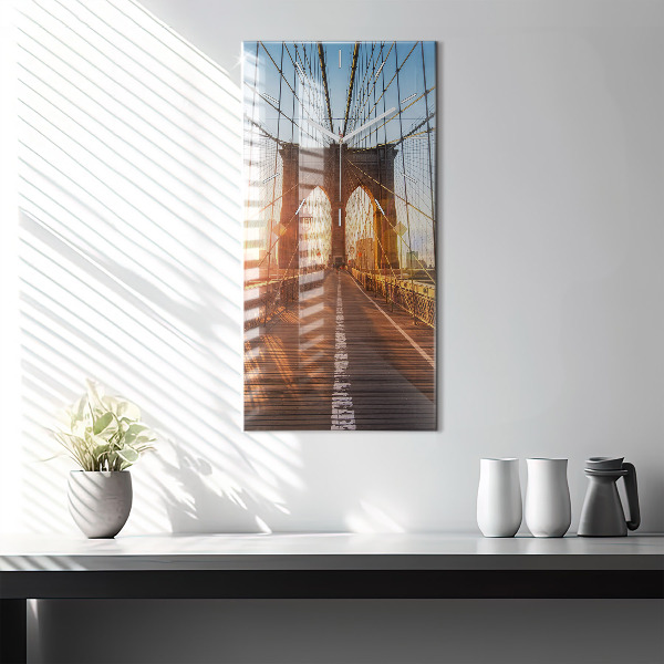 Reloj de cristal vertical Puente de Brooklyn NYC - espejomat.es