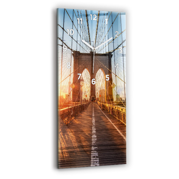 Reloj de cristal vertical Puente de Brooklyn NYC - espejomat.es