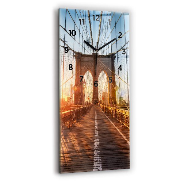 Reloj de cristal vertical Puente de Brooklyn NYC - espejomat.es