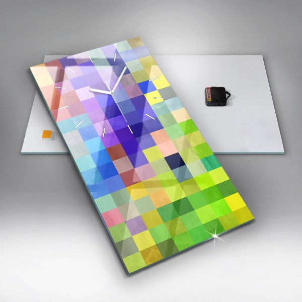 Reloj de vidrio vertical Composición de cuadrados - espejomat.es