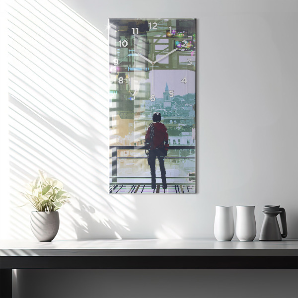 Reloj de cristal vertical Ciberpunk - espejomat.es