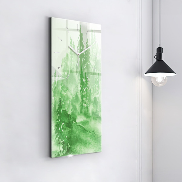 Reloj de cristal vertical Pintura de un bosque verde - espejomat.es