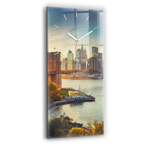 Reloj de vidrio vertical Nueva York Manhattan - espejomat.es
