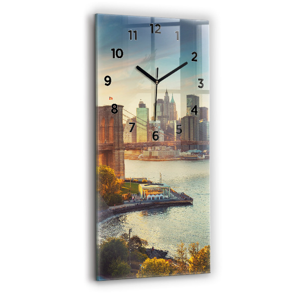 Reloj de vidrio vertical Nueva York Manhattan - espejomat.es