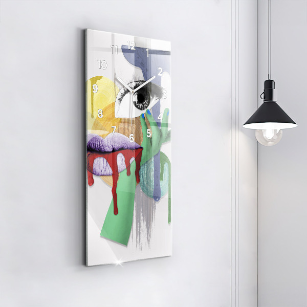 Reloj de vidrio vertical Collage surrealista - espejomat.es