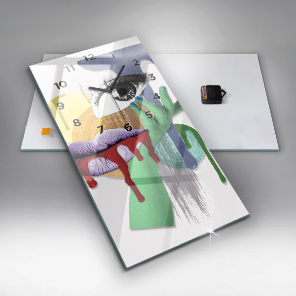 Reloj de vidrio vertical Collage surrealista - espejomat.es