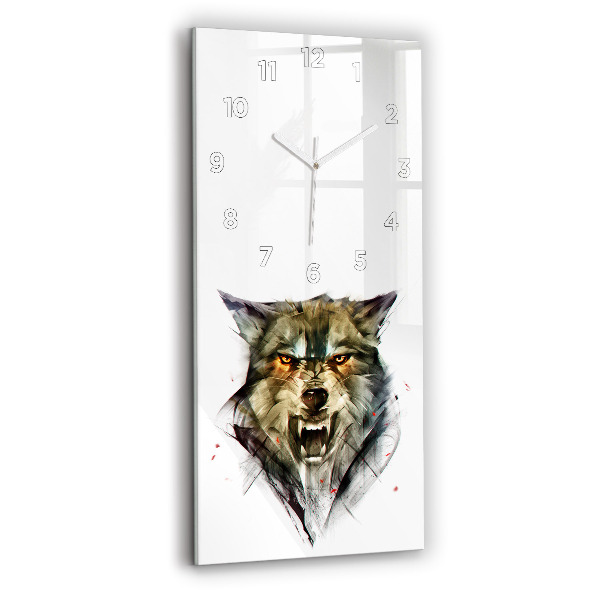 Reloj de vidrio vertical Retrato dibujado de un lobo - espejomat.es