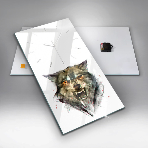 Reloj de vidrio vertical Retrato dibujado de un lobo - espejomat.es