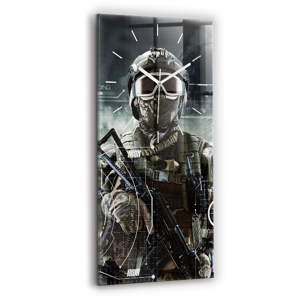 Reloj de cristal vertical Soldado con pistola - espejomat.es
