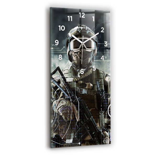Reloj de cristal vertical Soldado con pistola - espejomat.es