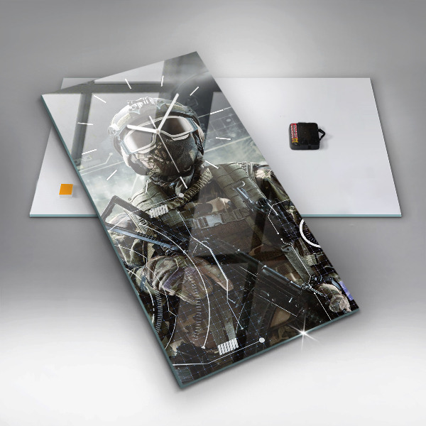 Reloj de cristal vertical Soldado con pistola - espejomat.es