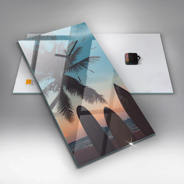 Reloj de cristal vertical Surf en la playa - espejomat.es