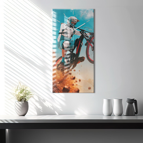 Reloj de vidrio vertical Stuntman y adrenalina - espejomat.es