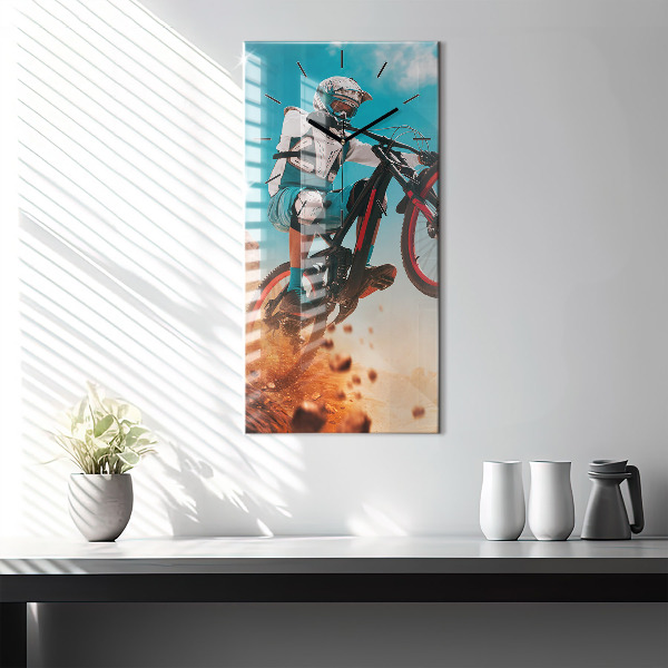 Reloj de vidrio vertical Stuntman y adrenalina - espejomat.es