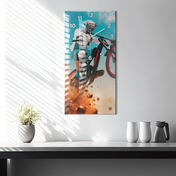 Reloj de vidrio vertical Stuntman y adrenalina - espejomat.es