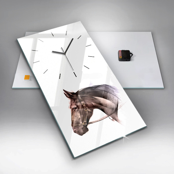 Reloj de vidrio vertical Perfil pintado de un caballo - espejomat.es